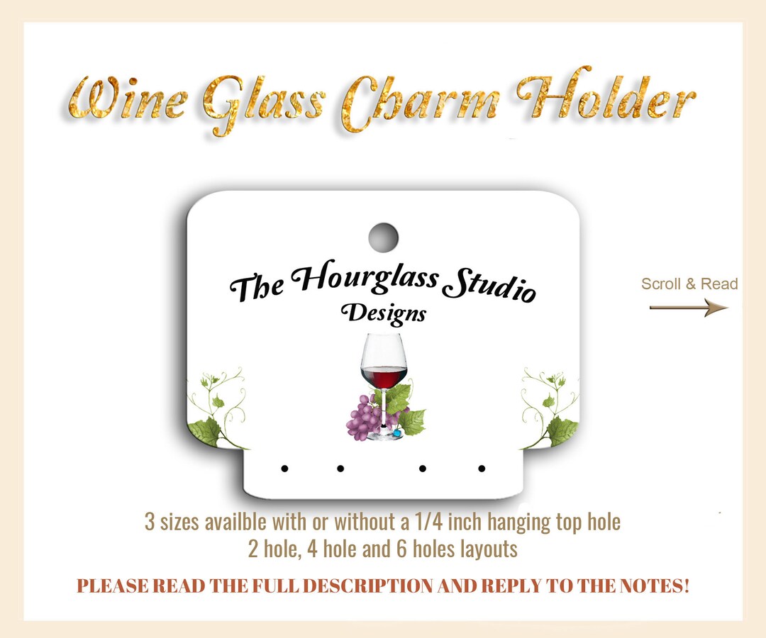 Custom Wine Charm Holders, Wine Glass and Grapes, Wine Charm Display
