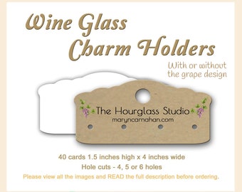 40 Custom  Wine Charm holders, 1.5 x 4 inch Wine Charm holder, Wine Charm Display, Stitch Markers Display,  New Design, Charm Display