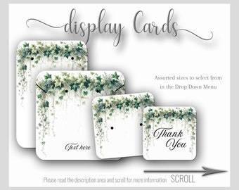 Custom Ivy Border Jewelry Display Cards, Personalized Jewelry Display Cards Nature Theme Assorted Sizes Ivy Graphic Tags