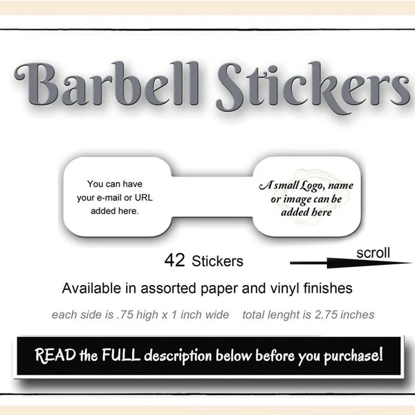 42 Barbell Stickers,  Kraft Jewelry Stickers, Barbell Sticker, Personalized Sticker, Rounded edges  Bracelet Barbell  Stickers