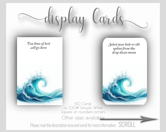 Custom Ocean Waves Jewelry Cards, Blue And Turquoise Display Cards, Jewelry Display, Ocean Waves 3
