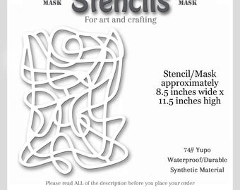 Stencil Mask Abstract Mixed Media, Printmaking Painting, Gel Plate Art, 74-pound Yupo, # 313