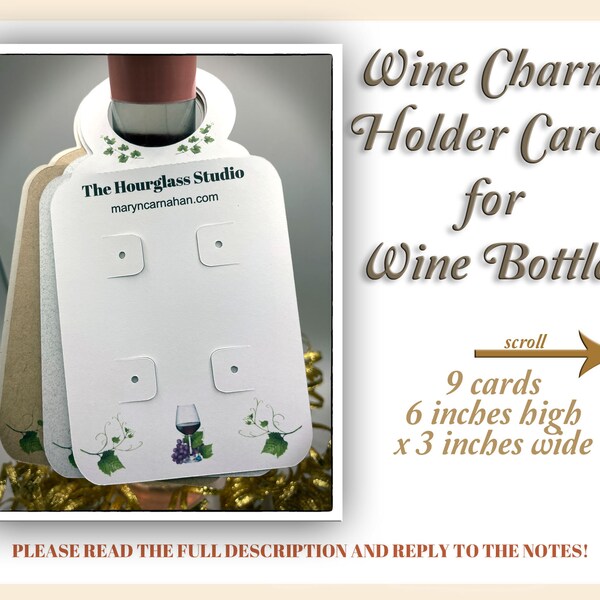 Wine Charm Display Cards Etsy