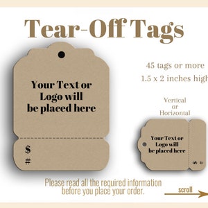 Tear-Off Tags Customized, Perforated Custom Jewelry Tags, Merchandise Tags, Product Paper Tags, Necklace Tags image 1