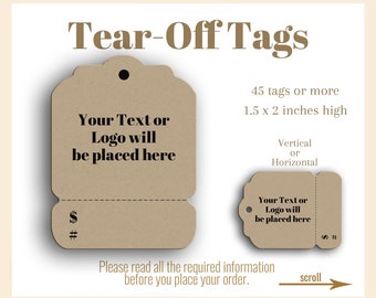 Tear-Off Tags Customized, Perforated Custom Jewelry Tags, Merchandise Tags, Product Paper Tags, Necklace Tags