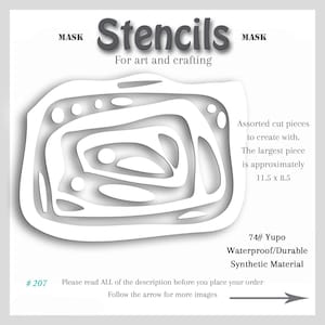 Stencil Mask Abstract Mixed Media, Printmaking Painting, Gel Plate Art, 74-pound Yupo, #set # 207