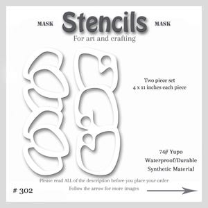 Stencil Mask Abstract Mixed Media, Printmaking Painting, Gel Plate Art, 74-pound Yupo, #set # 302