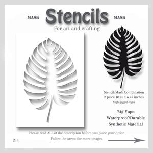 Stencil/Mask Tropical Leaf Cut, Mixed Media, Printmaking Painting, Gel Plate Art, 74-pound Yupo, 211