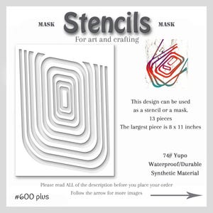 Stencil Mask Abstract Mixed Media, Printmaking Painting, Gel Plate Art, 74-pound Yupo, #set # 600