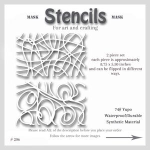 Stencil Mask Gel Printmaking, Abstract Shapes, 74# Yupo, Gelli Plate, Mixed Media, #206