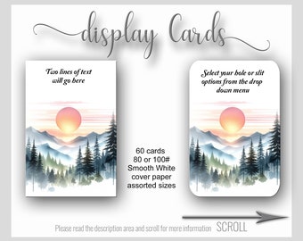 Mountain Sunset Pine Tress Custom Jewelry Cards, Earring Display Cards, Jewelry Display, Earring Cards