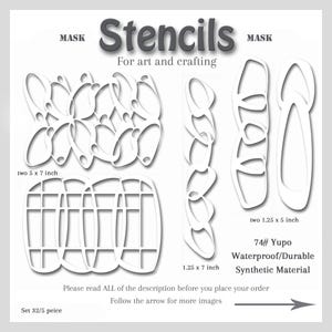 Stencil Mask Abstract Mixed Media, Printmaking Painting, 5 Piece Set, Gel Plate Art, 74-pound Yupo, #set 32, 5 piece