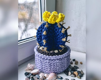 Gehaakt cactuspatroon pdf, amigurumi-woestijnplant in geweven mand, boho faux succulent huisdecor, eenvoudig DIY bloemen gehaakt cadeau, digitaal