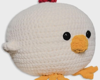 Chonky gehaakte knuffel kip - amigurumi zachte fluwelen haan - kawaii ronde kip knuffel
