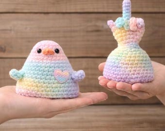 Dubbelzijdig gehaakt vogelpatroon pdf, flipping bird amigurumipatroon, grappige gehaakte vogel, two-faced vogelpatroon, Sassy Bird doe-het-zelfcadeau