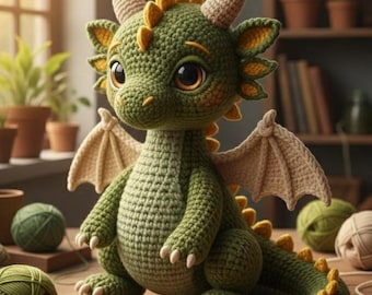 Dragon Amigurumi Plushie-patroon PDF, gehaakte Fantasy Dragon-tutorial, knuffeldier DIY, digitale download, grote pluche draakpatroon