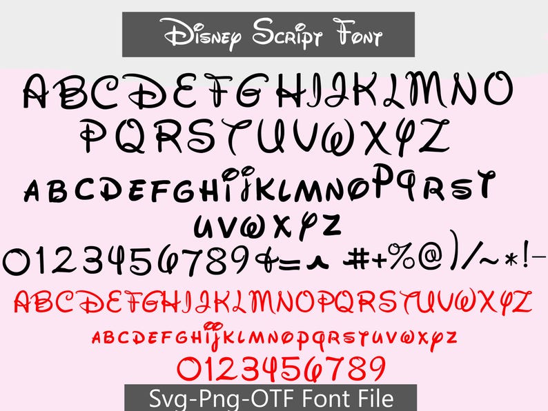 Disney Font Script OTF SVG, Cricut Cut Files, Disney Clipart Silhouette ...