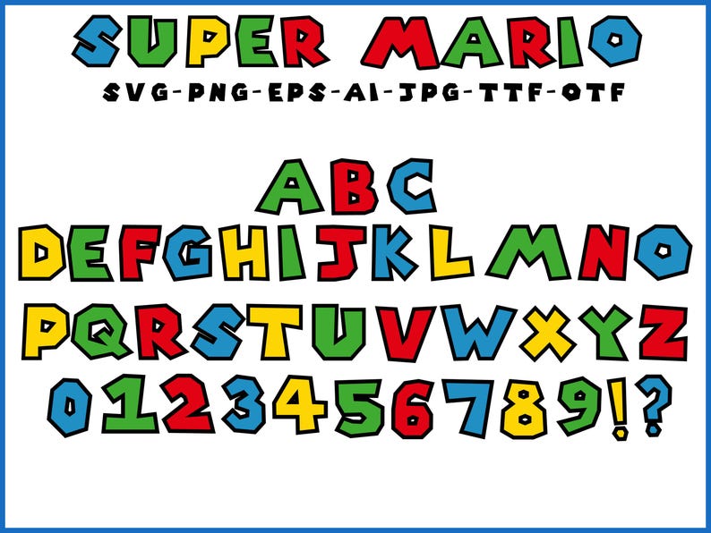 Super Mario Font, Mario Font, Super Mario Letters, Super Mario Font SVG ...