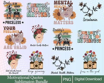 Motivational Quotes PNG Bundle | Inspirational Sayings Digital Download | Positive Quotes Sublimation Designs | Uplifting Wall Art Clipart