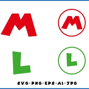 Könnte beinhalten: Vier Grafikdesigns mit den Buchstaben "M" und "L". Der Buchstabe "M" erscheint in Rot, sowohl allein als auch in einem roten Kreis. Der Buchstabe "L" erscheint in Grün, sowohl allein als auch in einem grünen Kreis. Der Text "SVG-PNG-EPS-AI-JPG" steht unten.