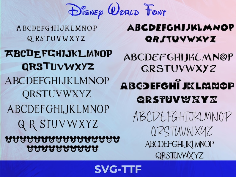 Cartoon Font Bundle OTF Svg,cricut Cut Files, Disney Clipart Silhouette ...