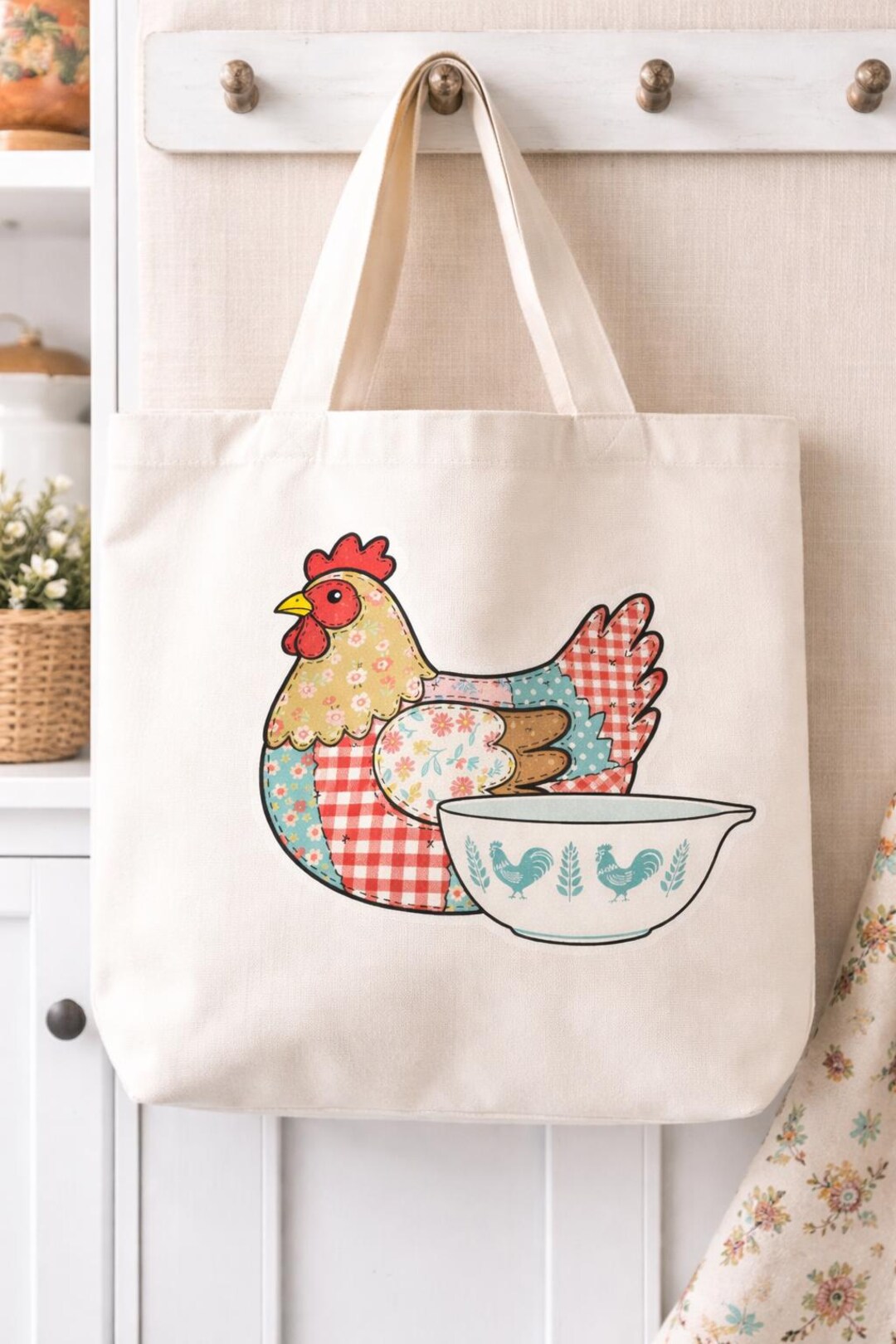 Patchwork Vintage Hen PNG, Quilted Chicken Pyrex Style, Chicken PNG ...
