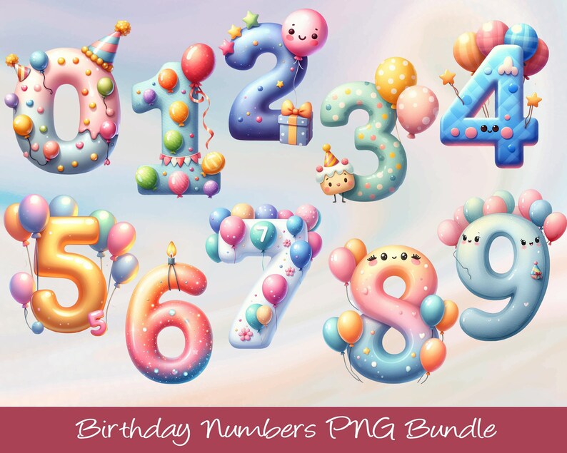 Birthday Numbers Clipart, Birthday Numbers Printable, Happy Birthday ...