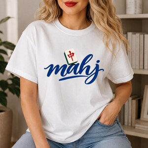 T-shirt avec inscription Mahjong et motif de tuiles de Mahjong | Design de tuiles de Mahjong