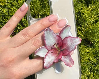 Handmade Lily Phone Grip – MagSafe Pastel Flower Accessory’s