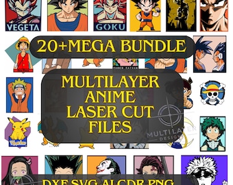 20+ Anime SVG Bundle | Multilayer Laser Cut Files | Manga Laser Cutting Files | DXF AI png | Digital anime designs for cricut, Glowforge cnc