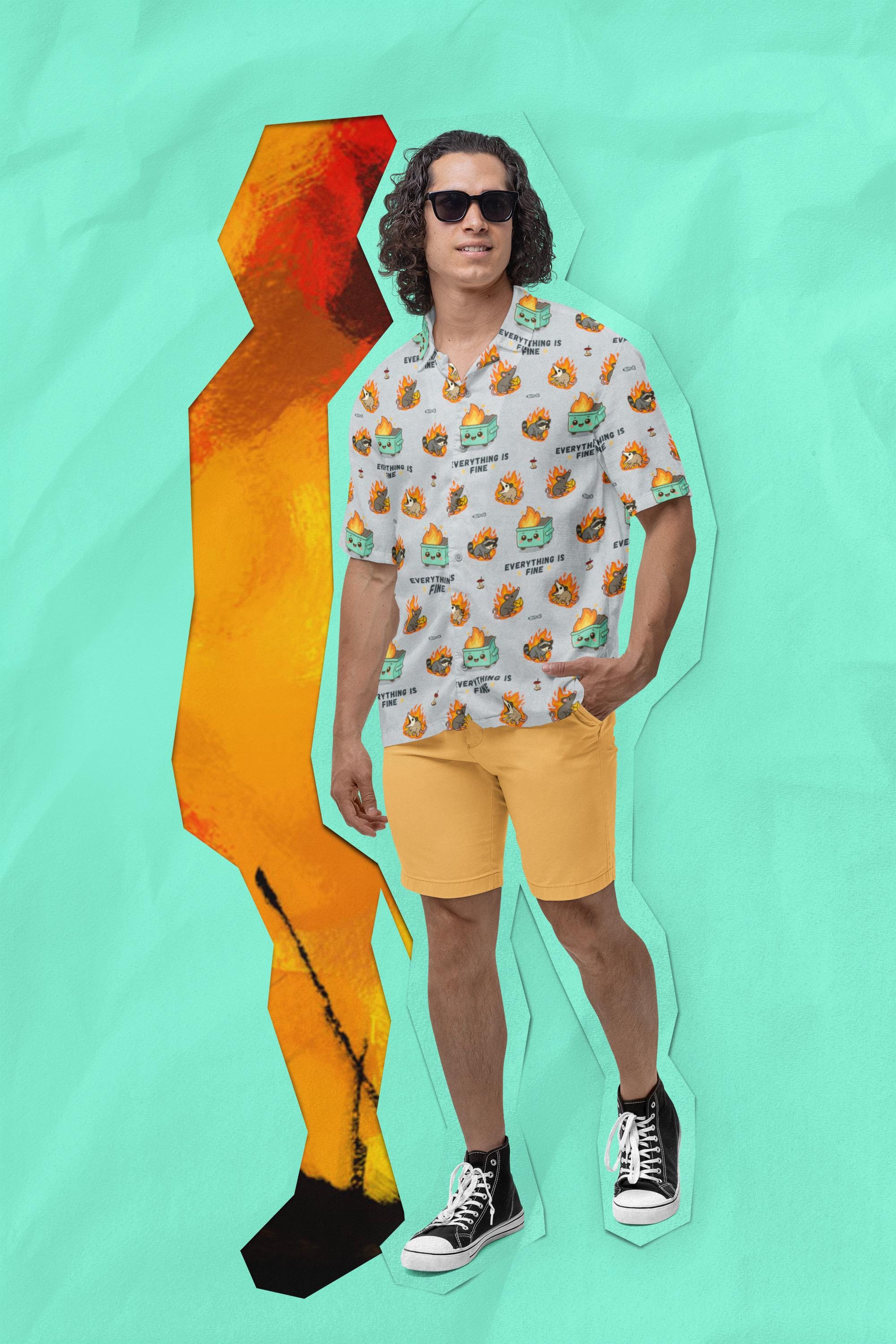 Funny Raccoon Hawaiian Shirt: Dumpster Fire Possum Rat Design - Etsy