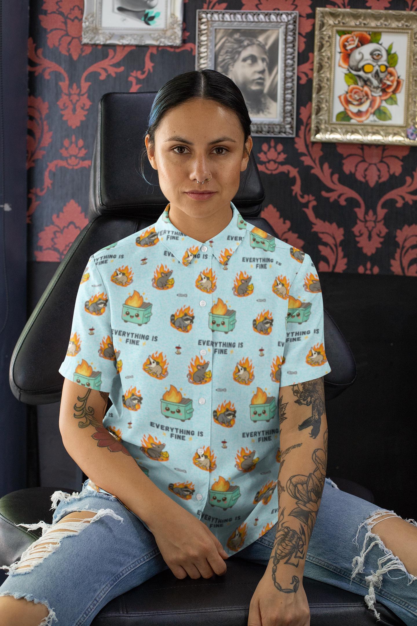 WRYHT☆ライト アニマル柄シャツ (ROKU・fumika） Funny Raccoon Hawaiian Shirt: Dumpster Fire Possum Rat Design - Etsy