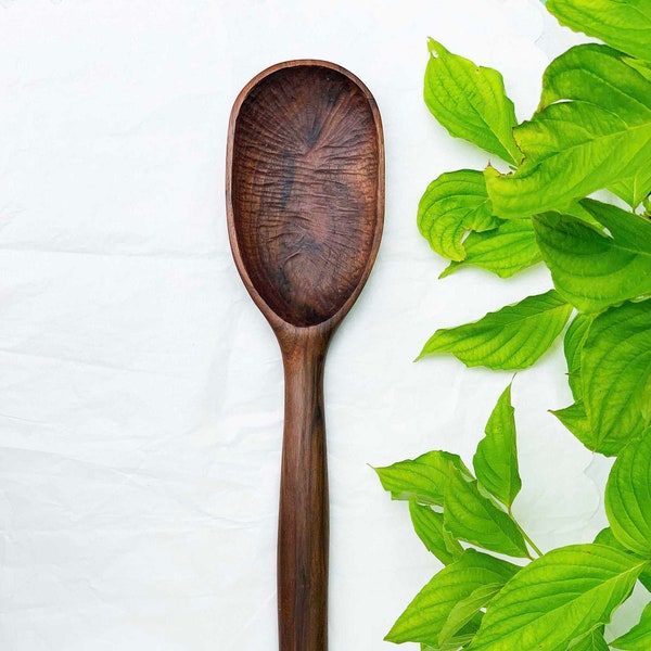 18" Extra Large Wooden Cooking Spoon - Handcrafted  & Carved from Black Walnut and Cherry Hardwoods