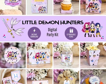 KPop Demon Hunters Party Favors | Birthday Decorations Instant Download | Huntrx Party Kit | Editable Templates