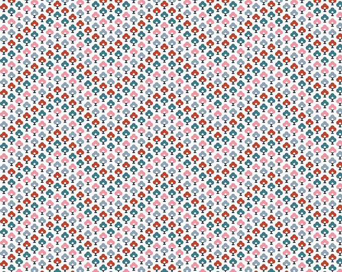 Liberty of London Quilting Fabric Summer House Topiary Chevron Red