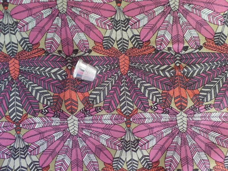 Liberty of London Silk Chiffon Dakota Feathers Print Red 02089168A A Colorway