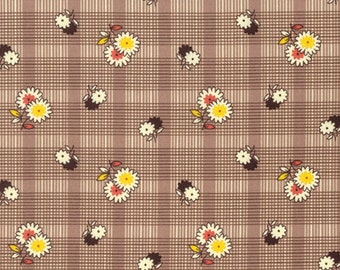 Denyse Schmidt Fabric, Winter Walk Floral Plaid Bark