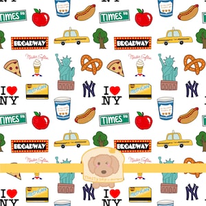 Padrão sem emendas da cidade de Nova York | PNG de 300 dpi | Download digital para tecido, scrapbooking, sublimação, diário de viagem e papel digital