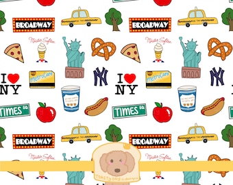 New York City NYC Nahtlose Muster | 300dpi PNG | Digitaler Download für Stoff, Scrapbooking, Sublimation, Reisejournalismus, digitales Papier