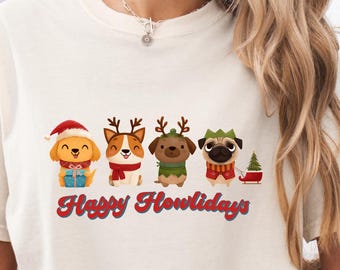 Perro navideño PNG, Cachorro navideño PNG, Perros navideños para descargar digitalmente, Arte de perro kawaii de dibujos animados, Ilustración de mascota navideña, PNG de Navidad