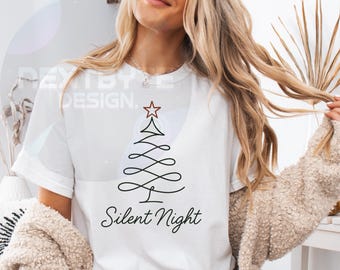 Noche de paz Navidad PNG, Descarga digital elegante de vacaciones, Descarga digital de vacaciones PNG, Árbol PNG, Navidad PNG, Árbol de Navidad png