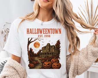 Halloweentown Est. 1998 png, Diseño de otoño espeluznante, Descarga digital, Halloween retro png, Halloween png, Calabaza de Halloween png