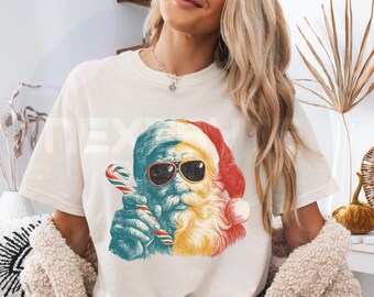 Retro Santa PNG, Cool Santa with Sunglasses Digital Download, Vintage Holiday Xmas Shirt Printable Graphic, Download PNG, Christmas PNG