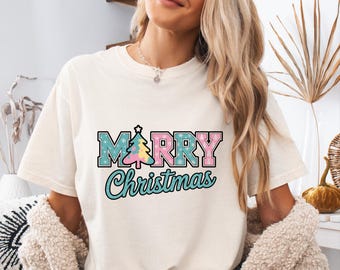 PNG retro de Feliz Navidad, PNG de árbol de Navidad vintage, diseño navideño con efecto desgastado para sublimación, PNG retro navideño, descarga digital