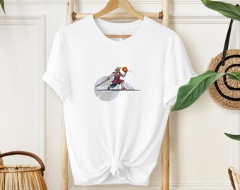 Arte digital de jugador de baloncesto samurái, ilustración deportiva de guerrero, diseño de camiseta estilo anime genial PNG, descarga digital PNG-SVG