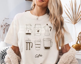 Ilustraciones de café dibujadas a mano (PNG), Arte lineal de barista, Archivo PNG de amante del café retro, Diseño de camiseta de café, Descarga digital de Caffeine Queen