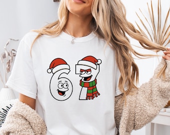 Meme divertido de Navidad "Seis Siete" (PNG), frase viral divertida "6 7" (PNG), Navidad 6 7 (PNG), meme "Seis Siete" (PNG), humor de moda en redes sociales (PNG)