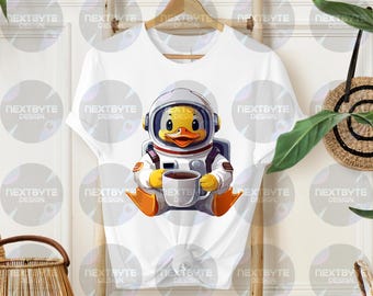 Clipart de un pato astronauta: Café espacial PNG, SVG (descarga digital)