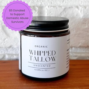 Whipped Tallow Face & Body Butter, Unscented, Grass Fed Tallow, Beef Tallow Lotion, Face Cream, Body Butter, Body Cream, Moisturizer