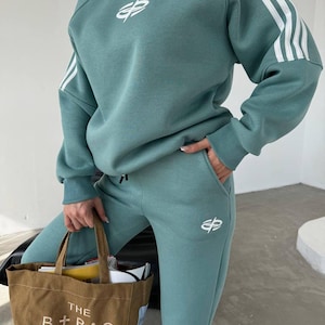 Women&#39;s Fleece Cotton Sweat Set: Cozy Winter Loungewear Tracksuit